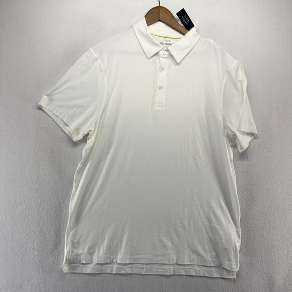 J Crew Performance Polo Men's XL White Stretch Golf Tech Office Casual Solid NEW - Picture 2 of 8